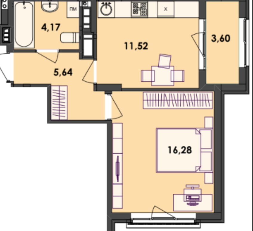 Купить Квартира 1 к. проїзд Шпаковський Рівер Сіті